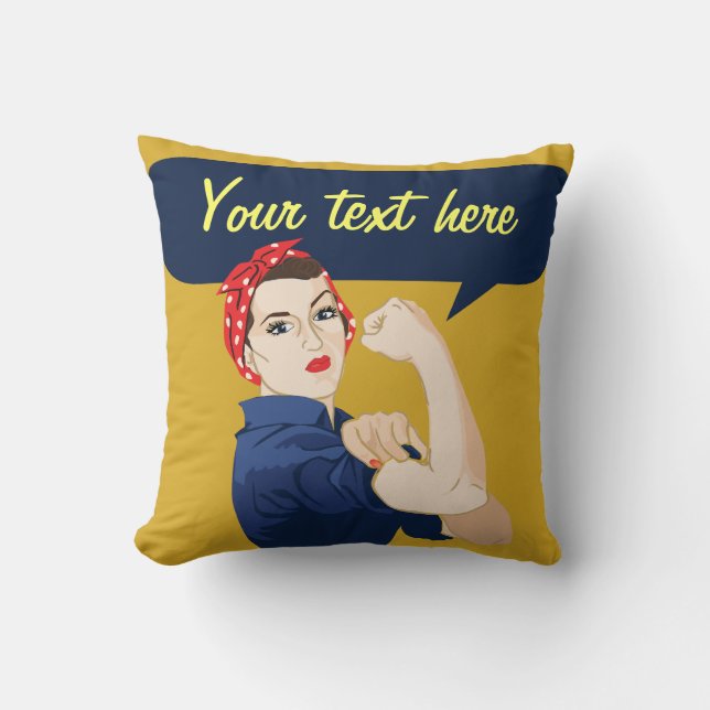 Customisable Rosie Riveter Cushion (Front)