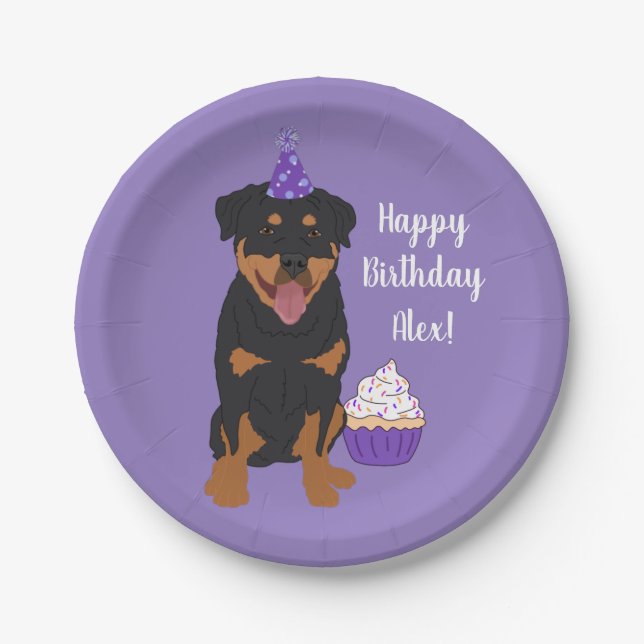Customisable Rottweiler Birthday  Paper Plate (Front)