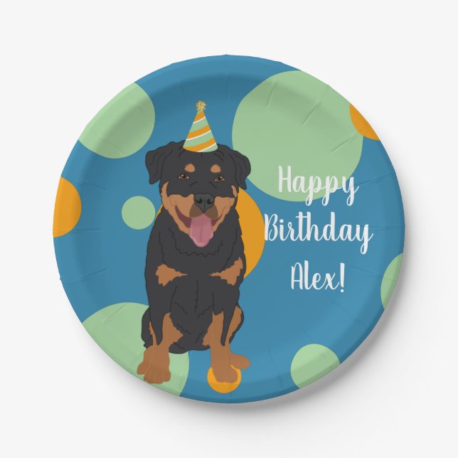 Customisable Rottweiler Birthday  Paper Plate (Front)