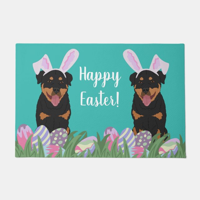 Customisable Rottweiler Easter   Doormat (Front)