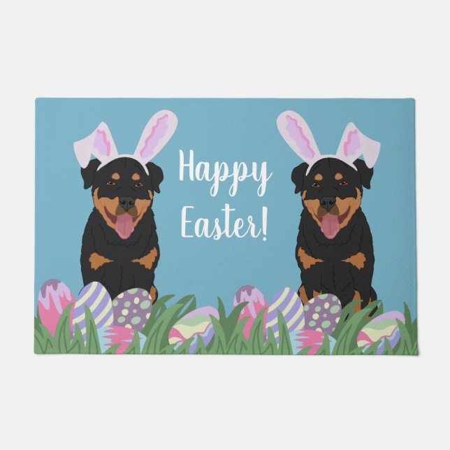 Customisable Rottweiler Easter   Doormat (Front)