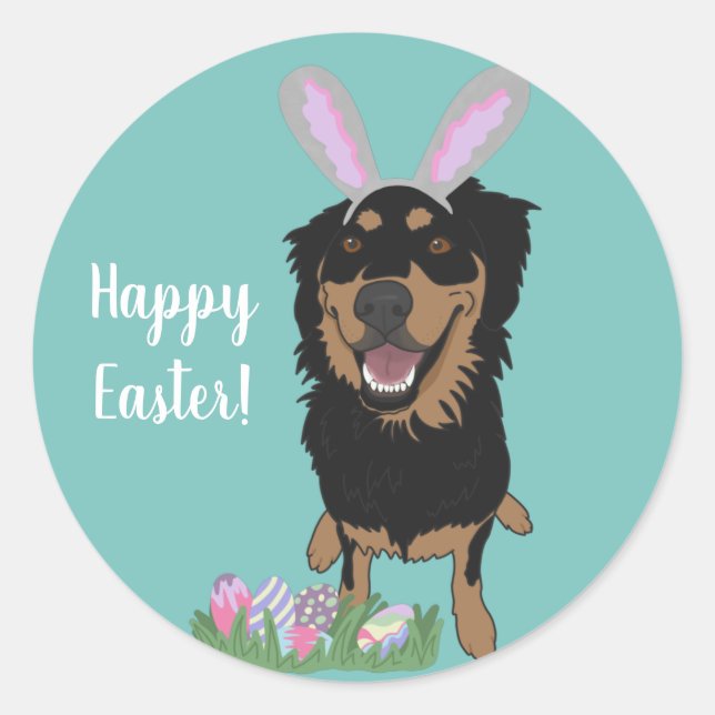 Customisable Rottweiler Mix Easter Classic Round Sticker (Front)