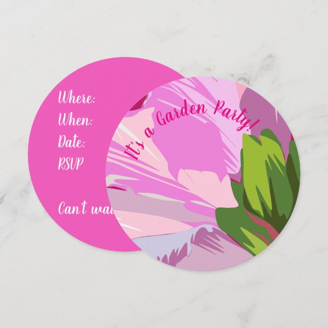 Customisable Round Floral Invitations (Front/Back)