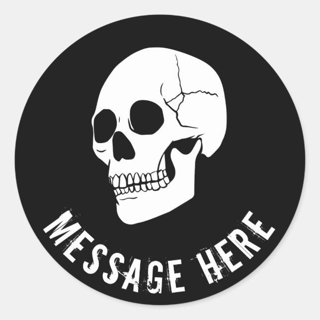 Customisable Round Skull Sticker Orange Background (Front)