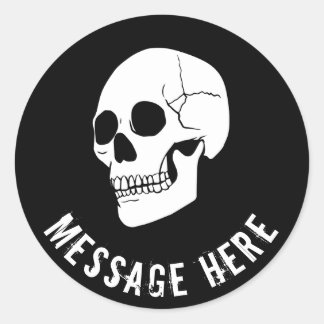 Customisable Round Skull Sticker Orange Background