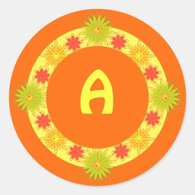 Customisable Round Stickers with Yellow Flowers (Front)