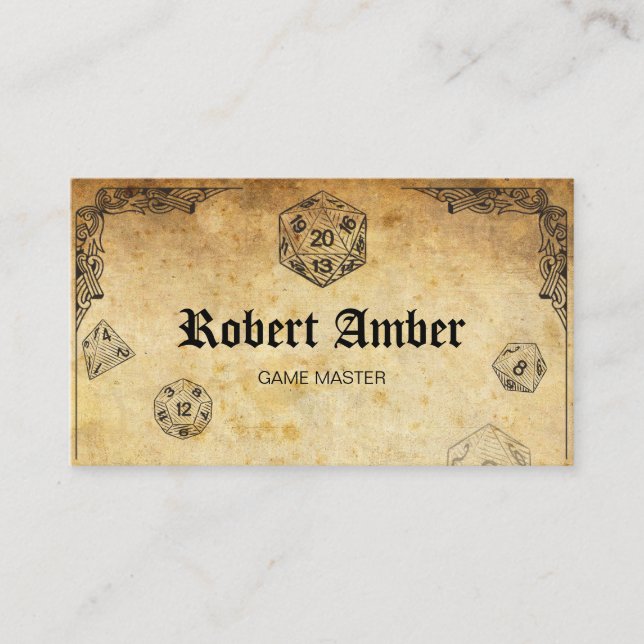 Customisable RPG Dice GM business card (Front)