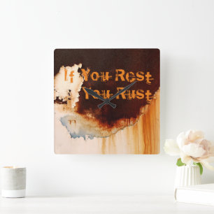 Customisable Rust Art Cool Fun Unique  Square Wall Clock