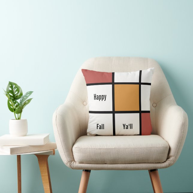 Customisable Rust Gold Mondrian Style Cushion (Chair)