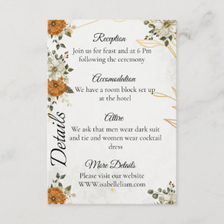 Customisable Rustic Boho Fall Details Card
