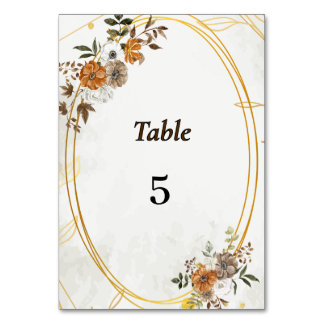 Customisable Rustic Boho Fall Table Number Card