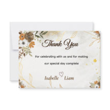 Customisable Rustic Boho Fall Thank You Card