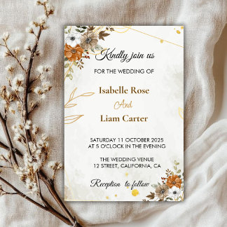 Customisable Rustic Boho Fall Wedding Invitation