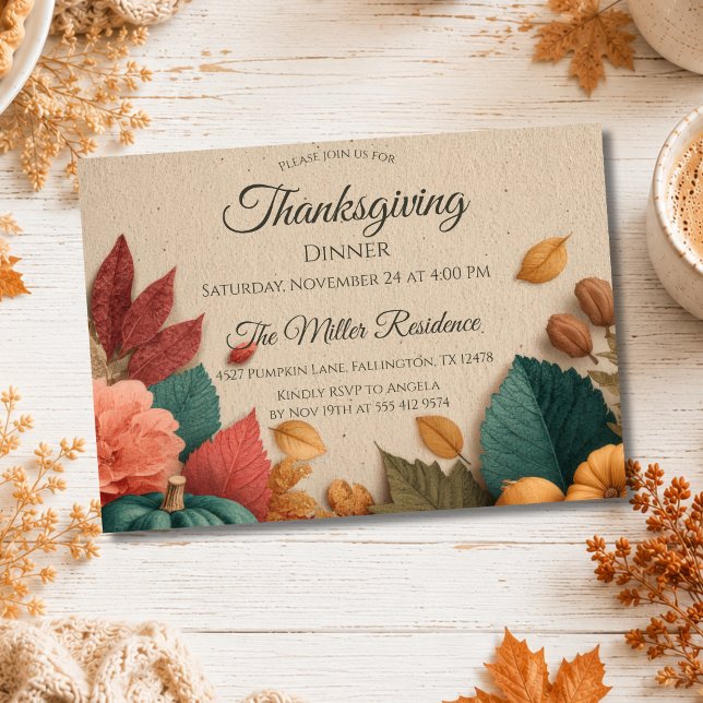 Customisable Rustic Fall Thanksgiving Invitation (Creator Uploaded)