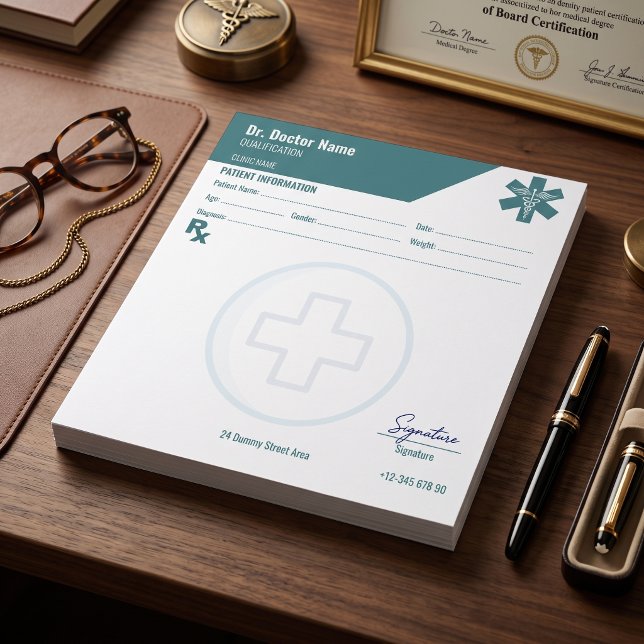 Customisable RX Pad Teal Doctor Prescription  (Customizable RX Pad Teal Doctor Prescription Medical
)