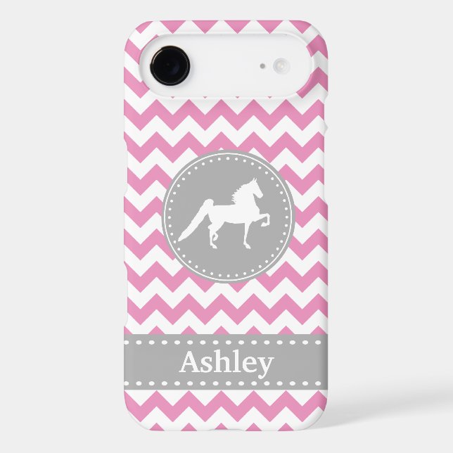 Customisable Saddlebred Pink Chevron iPhone 6 case (Back)