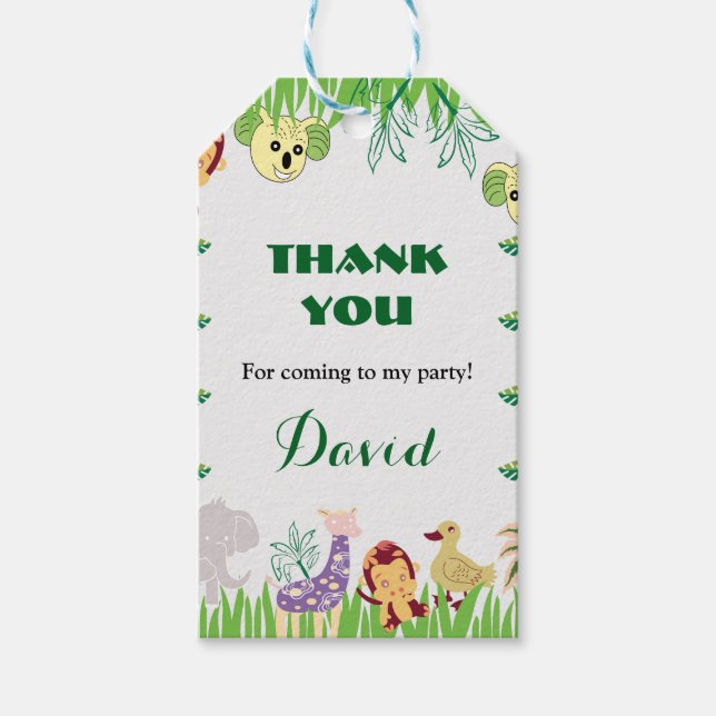 Customisable Safari Birthday party Gift Tags (Front)