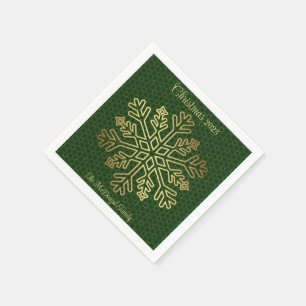 Customisable Sage Green & Gold Snowflake Napkin