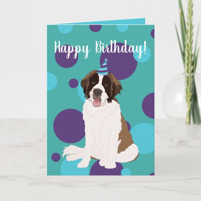 Customisable Saint Bernard Birthday  Card (Front)