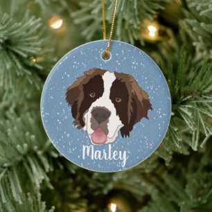 Customisable Saint Bernard Christmas Ceramic Ornament