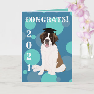 Customisable Saint Bernard Graduation Card