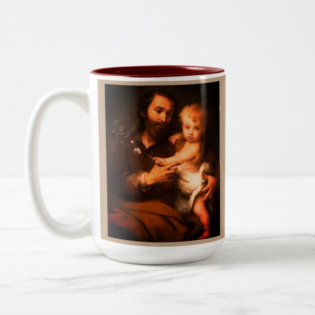 Customisable Saint Joseph Father's Day Two-Tone Coffee Mug (Left)