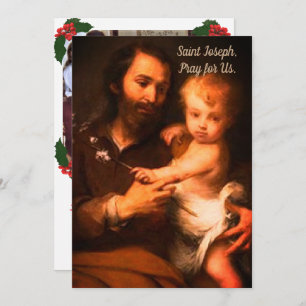 Customisable Saint Joseph with Christ Child Christ Holiday Card