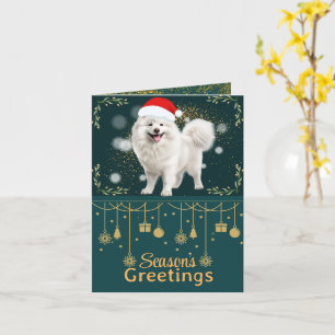 Customisable Samoyed Gold Christmas Greeting Card