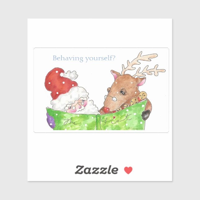 Customisable Santa and Rudolf Sticker (Sheet)