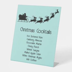 Customisable Santa Cocktail List Pedestal Sign