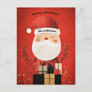 Customisable Santa on Sledge Pulled By an Elk Holiday Postcard