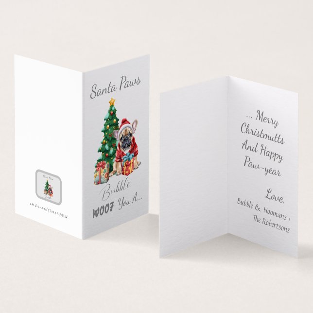 Customisable Santa Paws Frenchie Christmas Card (Inside and Outside)