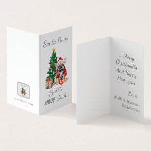 Customisable Santa Paws Frenchie Christmas Card