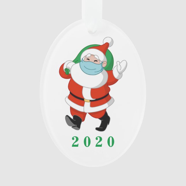 Customisable Santa wearing medical mask Ornament (Front)