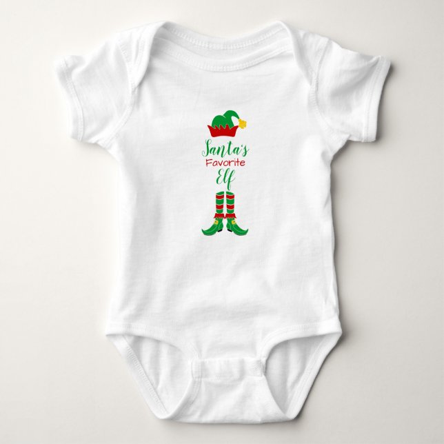 Customisable Santa's Elf Christmas Baby Bodysuit (Front)