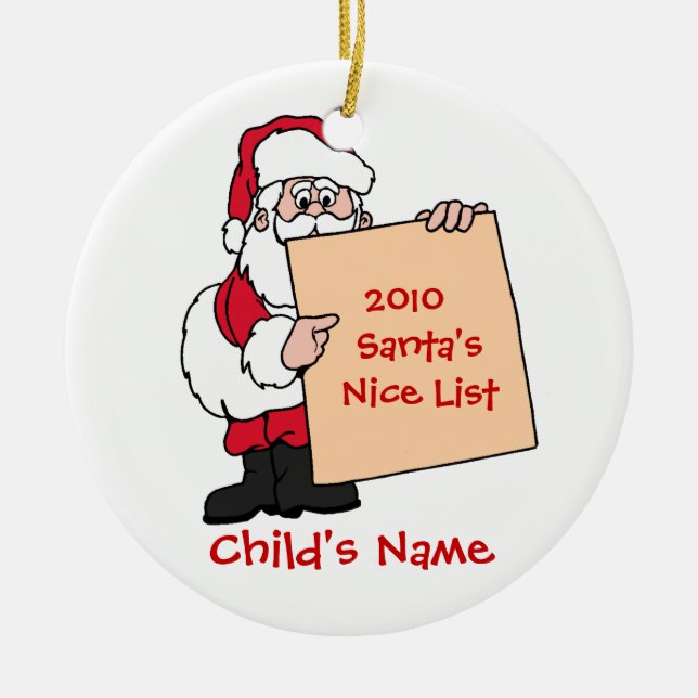 Customisable Santa's Nice List Ornament (Front)