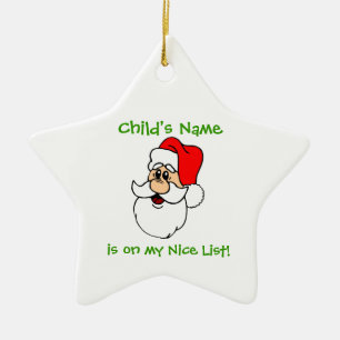 Customisable Santa's Nice List Star Ornament
