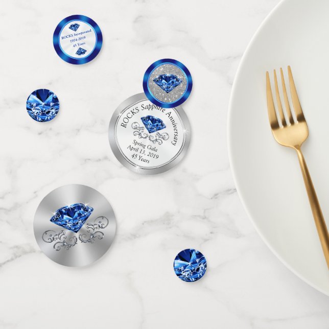 Customisable Sapphire Blue, Silver Table Confetti (Group)