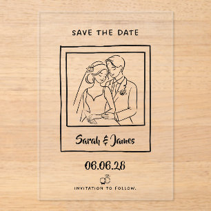 Customisable Save the Date Bride groom CLear Acrylic Invitations