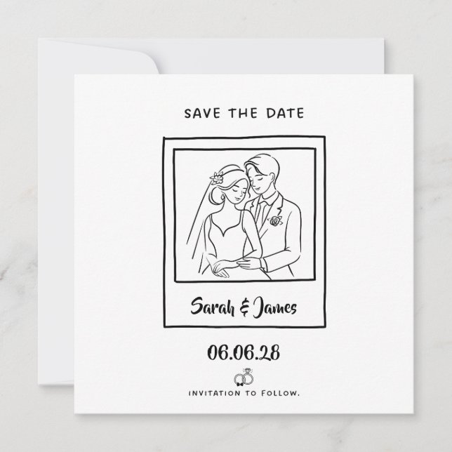 Customisable Save the Date  Bride groom Invitation (Front)