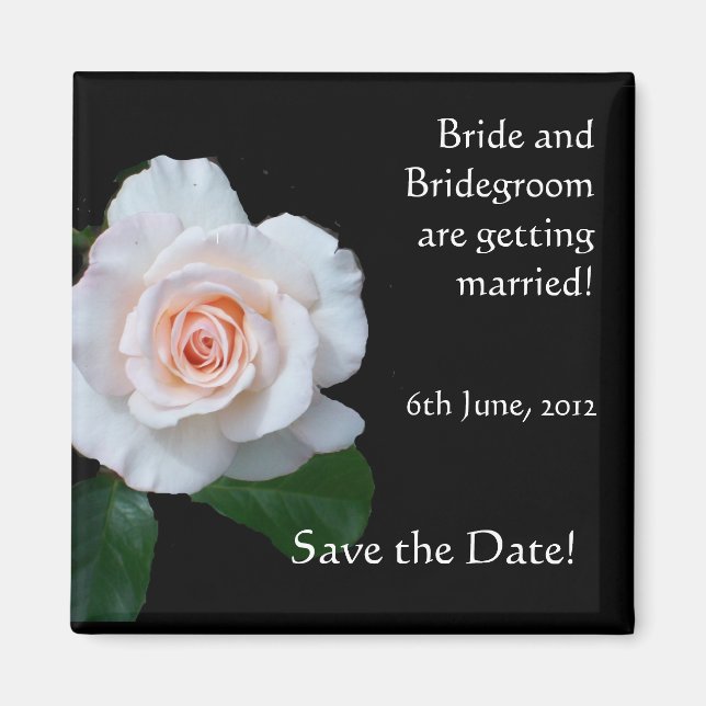 Customisable Save the Date Magnet, Rosebud Magnet (Front)