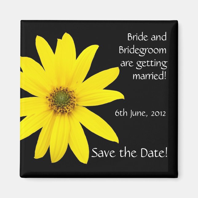 Customisable 'Save the Date' Magnet, Sunflower Magnet (Front)