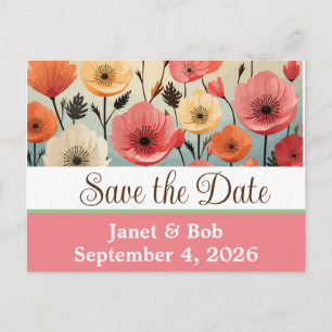 Customisable save the date postcard pinks