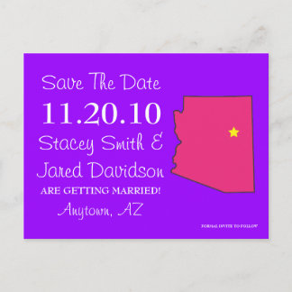 Customisable Save the Date State - ARIZONA Announcement Postcard