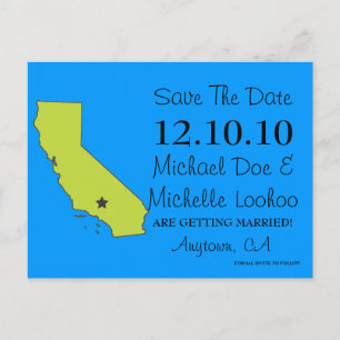 Customisable Save the Date State - CALIFORNIA Announcement Postcard