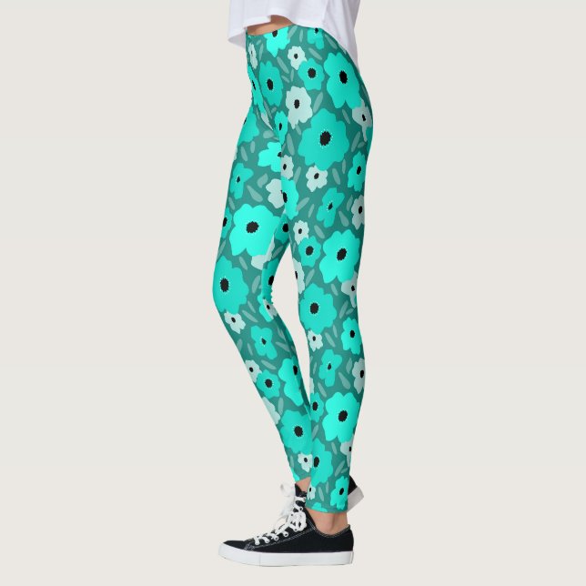 Customisable Scandinavia Doodle flower Leggings (Left)