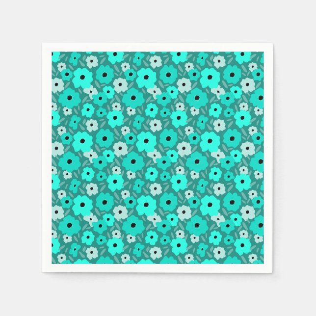 Customisable Scandinavia Doodle flower Napkin (Front)