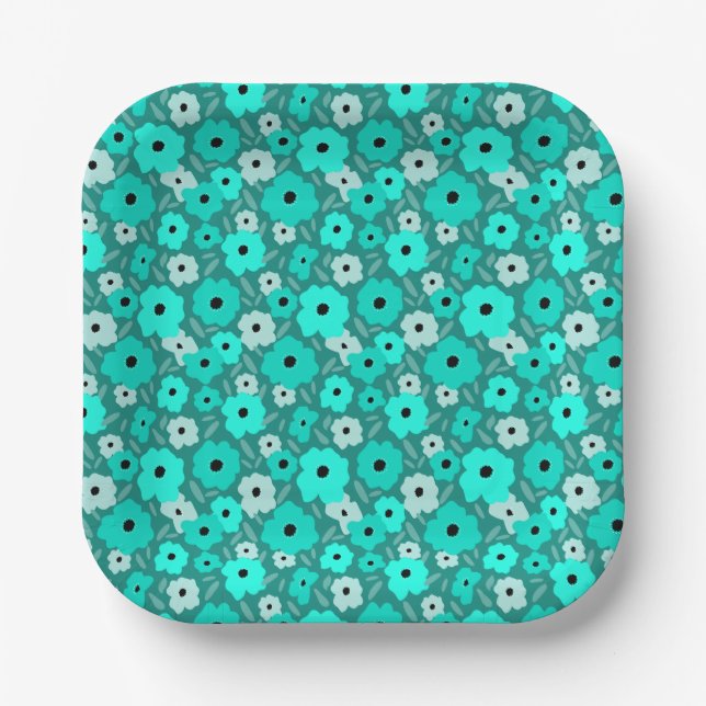 Customisable Scandinavia Doodle flower Paper Plate (Front)