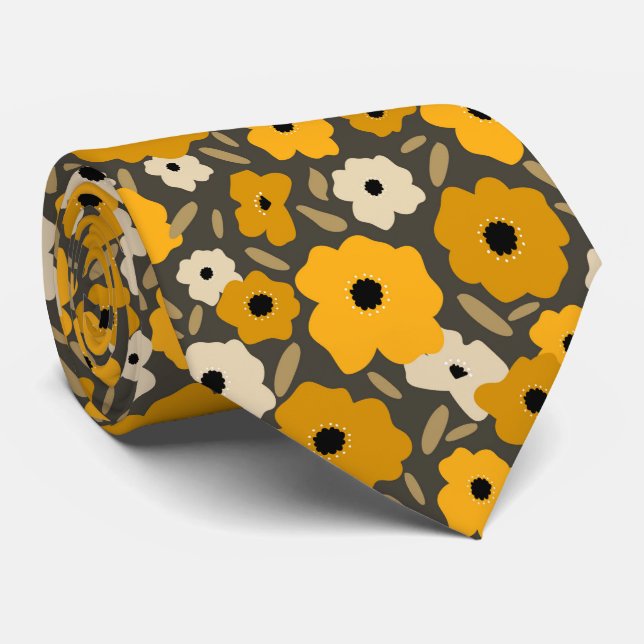 Customisable Scandinavian Doodle flower Tie (Rolled)