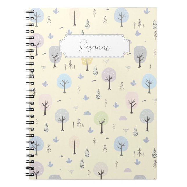 Customisable Scandinavian Forest Seamless Pattern Notebook (Front)